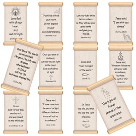 24 Pcs Mini Scripture Scrolls Bible Toys Christian Gifts for Kids Sunday School Prizes Religious Toys Bible Verse Stickers Paper Scrolls for Crafts