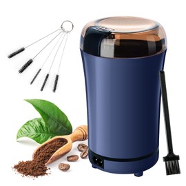 Molino Café, Molino de Café Eléctrico Portátil de Acero Inoxidable con Cepillo de Limpieza, Pequeño Molinillo Doméstico de Granos, Especias y Granos de Café, para Viajes, Camping, Oficina (Azul)