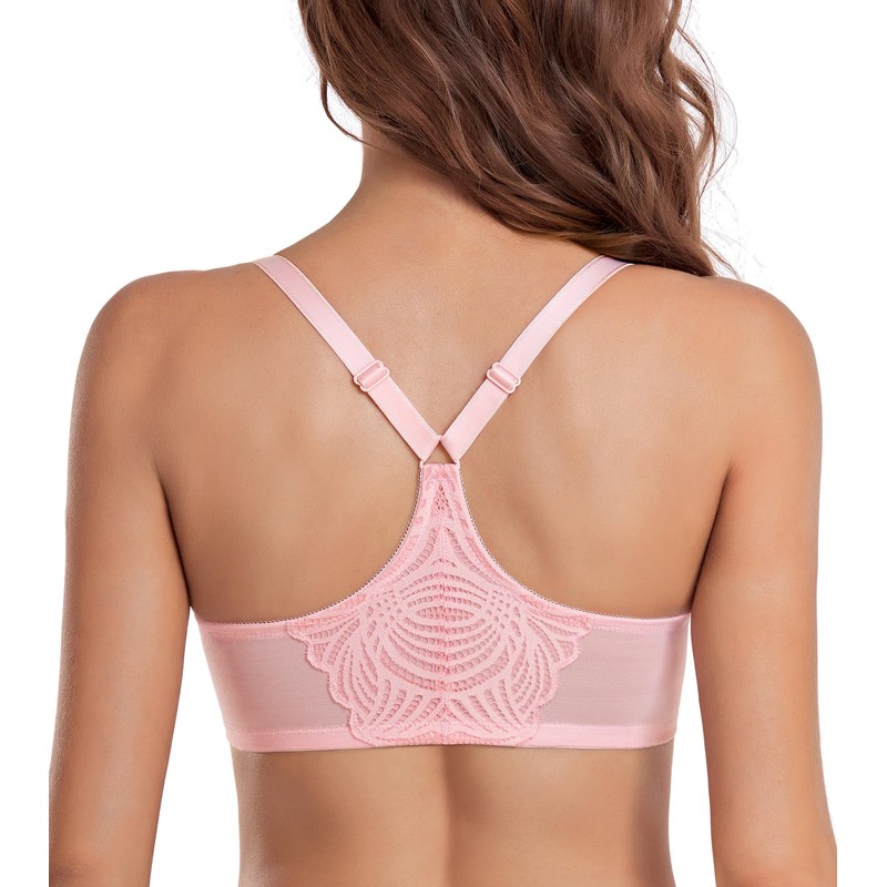 DotVol Women's Bra Full Cup Unpadded Underwired Bra Floral Lace