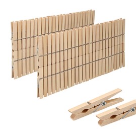 VonBueren 100 x Large Wooden Clothes Pegs | Wooden Pegs Made from Sustainable Untreated Birch Wood | Wooden Clothes Pegs Also for Crafts