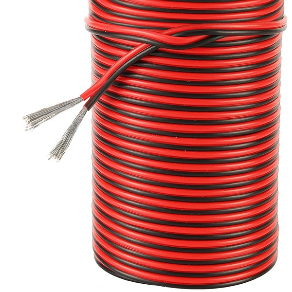 20 Gauge 2Pin Extension Wire, EvZ 20AWG 2 Conductor Parallel Electric Cable Cord for Led Strips Single Color 3528 5050, Red Black, 66ft/20M