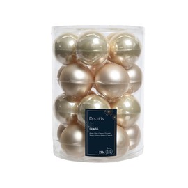 20 glass Christmas tree baubles, 8 cm.