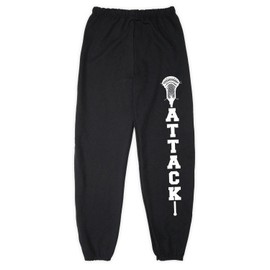 ChalkTalkSPORTS Guys Lacrosse Attack Sweatpants | Fleece Lined Sweatpant | Black | Youth Medium