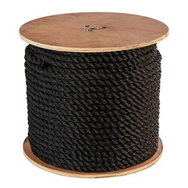 GWP 5/8" x 600' 3 Strand Black Polypropylene Rope (5,580 lbs. Tensile Strength) Various Sizes in Listing