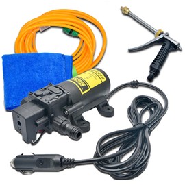 KACEPAR 12V 80W Water Pump Nozzle Spray, Car Portable Pressure Washer Power Pump Wash kit, for Home Garden Vehicles Pet Cleaning