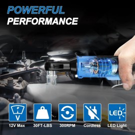AZZUNO Cordless Electric Ratchet Wrench 3/8" 30 Ft-lbs Ratchet Ratchet Tool Kit