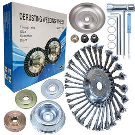 Stylemafia 10 Inch Steel Wire Rotary Brush Cutter Trimmer Head Sets Weed Blade Cutter with Adapter Kit Compatible with Stihl, Husqvarna,String Trimmers, Gardening Lawnmower, Moss Grass Rust Removal