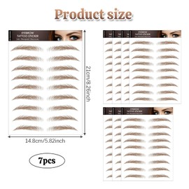 AWAVM 7 Sheets 4D Hair-Like Waterproof Eyebrow Tattoo Stickers Eyebrow Transfer Sticker Care Shaping Stickers in Arch Style for Women, 77 Pairs (Brown-05)