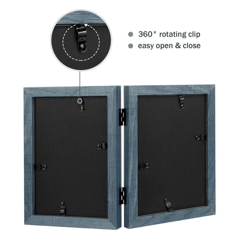 Frametory, 4x6 Double Picture Frame Hinged 2 Photos Frame Collage,