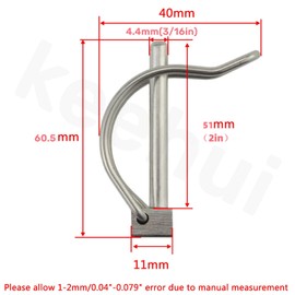 Keehui Quick Lock Release Trailer Towing Coupler Safety Pin Stainless Steel 316 Dia 4.5MM(3/16in)Cotter pins Bicycle Stroller Cargo Boat Stage Leg Hitch Hook Clip (4)