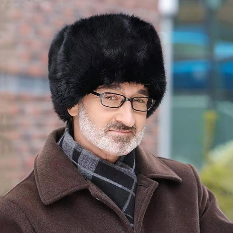 Men Winter Trapper Hat Faux Fur Russian Trooper Hat Furry