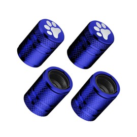 Tire Valve Stem Caps - (4 Pack) Dog Cat Paw Metal Air Caps with Plastic Liner, Durable, Corrosion Resistant and Leak-Proof, Universal Fit for Cars, Trucks, Motorcycles, and Bikes - Blue