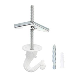 YOKIVE 4 Set Ceiling Hook Kit, Heavy Swag Hanging Hook with Mounting Screw Hanging Plants, Great for Office, Home, Daily Use (White, 1.5x1.3-Inch)