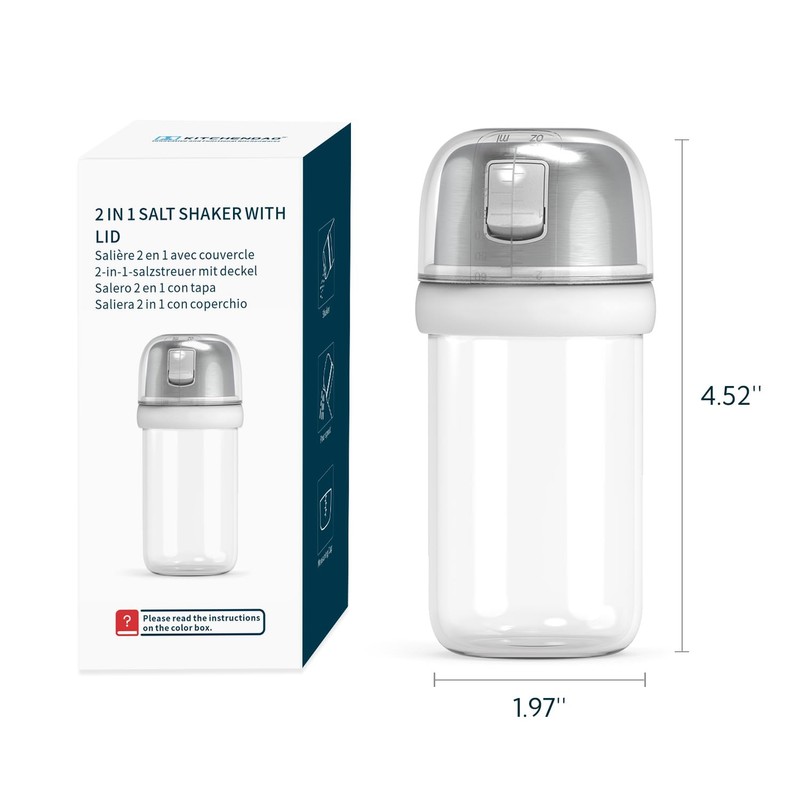 KTCHENDAO 2 in 1 Glass Salt Shaker with Side Pour