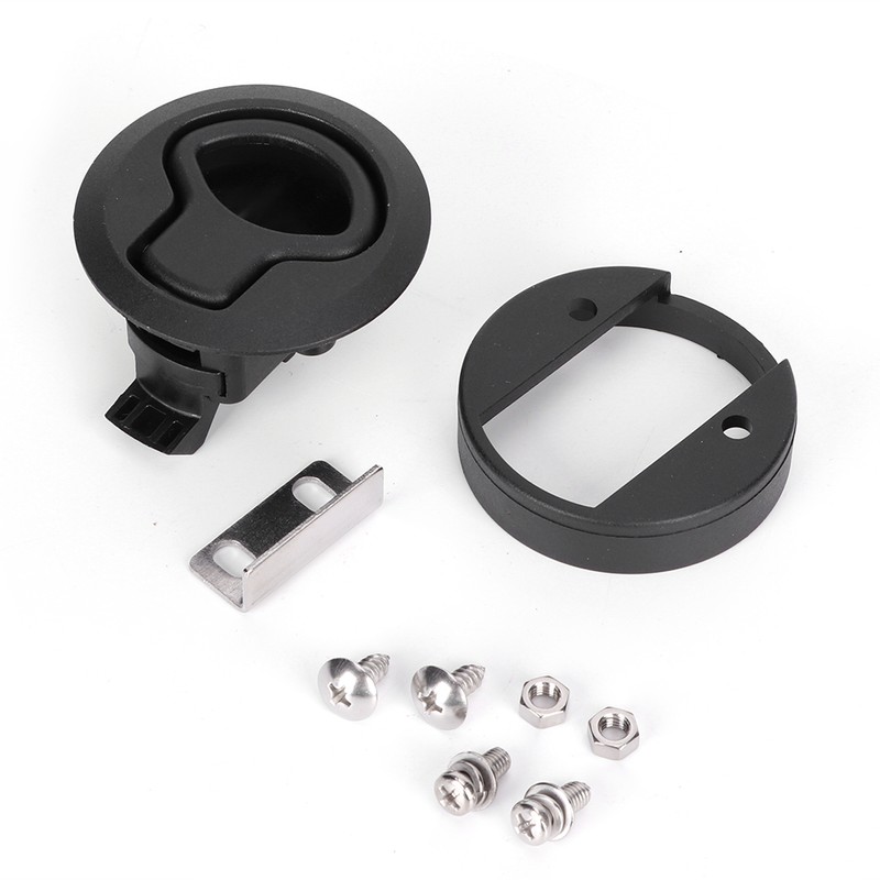 Round Black Flush Pull Slam Latch Deck Hatch Handle Lock