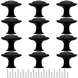 8/12/30 Pack Black Round Cabinet Knobs – Stylish and Durable Drawer Pull Handles for Kitchen, Wardrobe, Dresser & Home Furniture (12)