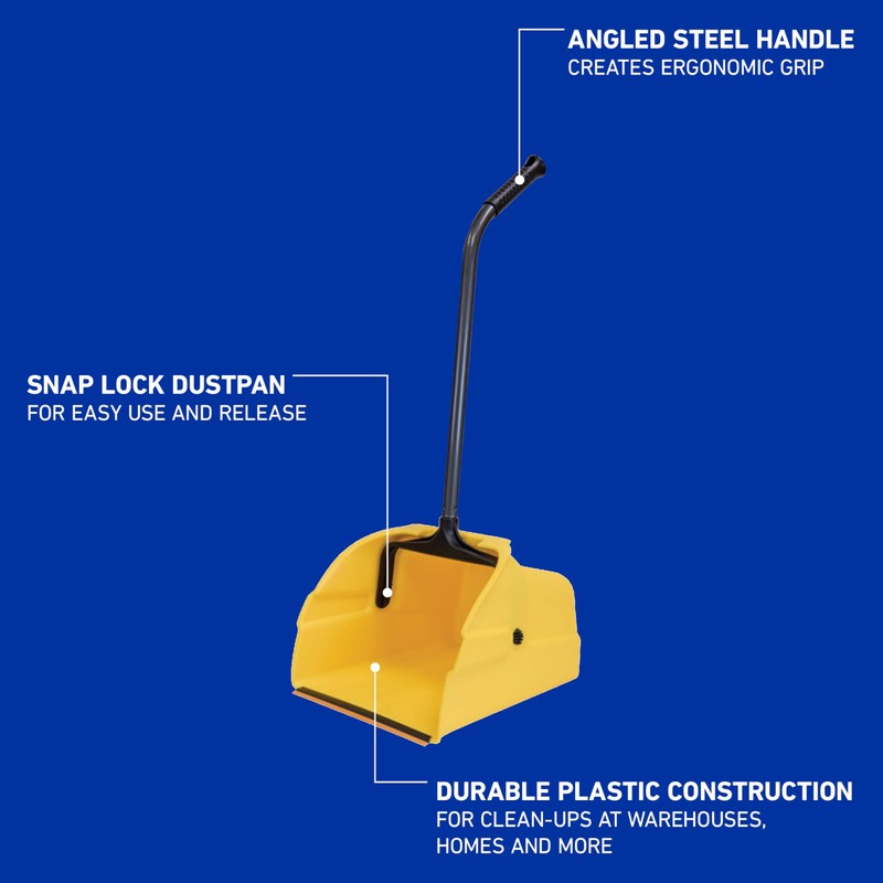 Quickie Debris Dustpan with Handle, Jumbo Debris Pan, Trash Collection
