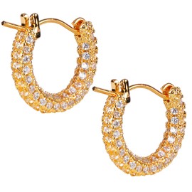 Twisted Rope Hoop Earrings 14K Gold Plated Gift for Girls Wife Mother| Light Weight Chuny Earrings Gift for Women Gift (GOOP-2-UK)