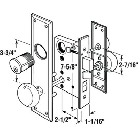 Segal SE 27590 Entrance Mortise Lockset, 2-1/2 in. Backset, Wrought Solid Brass, Satin Nickel