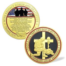 Glamtune US Military Veterans Creed Challenge Coin Thank You for Your Service