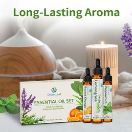 ORIENTLEAF Essential Oils Set for Diffusers, Fragrance, Aromatherapy Gifts for Women, Lavender, Eucalyptus, Lemongrass, Sweet Orange, Peppermint, Tea Tree (6x10ml)