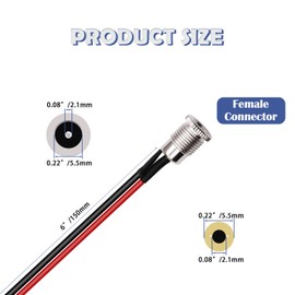 Tugermoola 8PCS 5.5 x 2.1mm DC Power Jack Threaded Female Panel Mount Barrel Connector Adapter Plug with Cover Cap DC-099