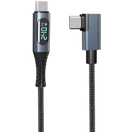 LOKEKE 240 W USB 4.0 PD Typ C Kabel mit LED-Display für Thunderbolt 4, 8K @ 60 Hz 40 Gbit/s USB Typ C Stecker auf USB C Stecker, 90 Grad Kabel, kompatibel mit MackBook i Pad Galaxy Laptop