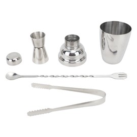 Cocktail Shaker 304 Stainless Steel with Double Ended Measuring Cup Ice Cube Clip Stirring Spoon Drink Shaker Mixer Set for Martini