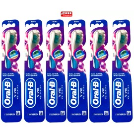 Oral-B Dual Action Vivid Whitening Soft Toothbrush, Various Color - Pack of 6