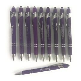 Alpha Metal 10ct Lot Misprint Metal Retractable Alpha Soft Touch Stylus Pens: PURPLE