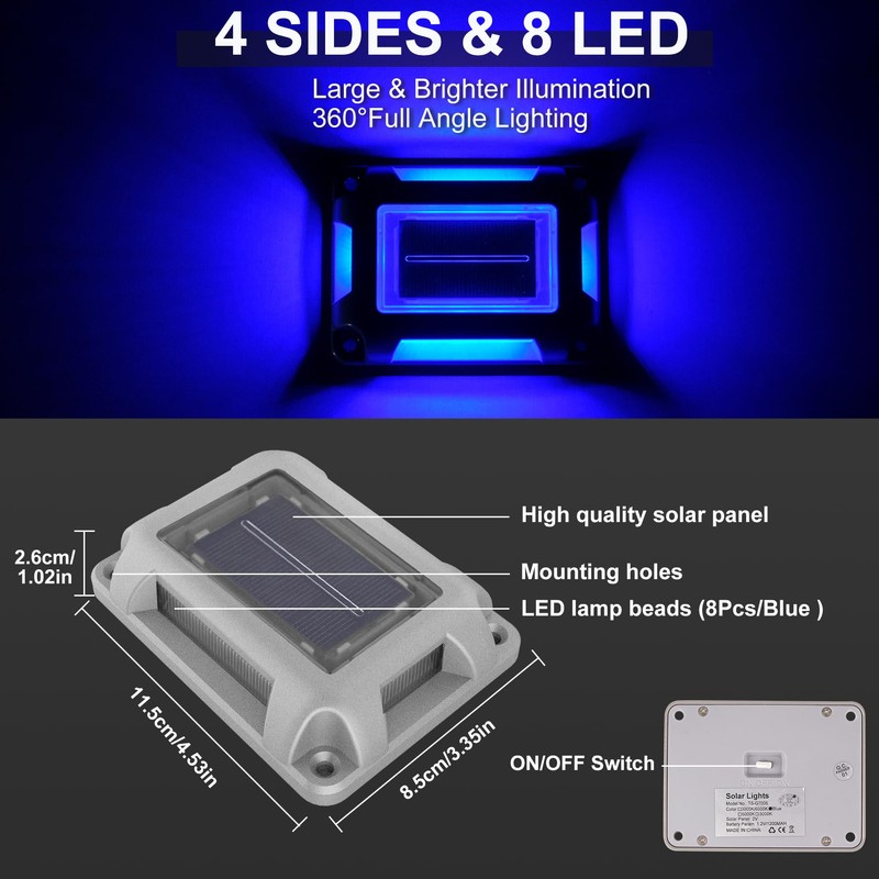 CREPOW Solar Deck Lights Driveway Dock Lights- 8 Packs Waterproof