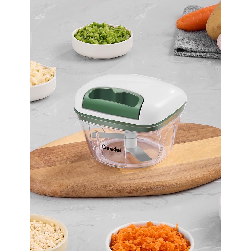Manual Food Processor Vegetable Cutter, Geedel Pull Chopper with String,