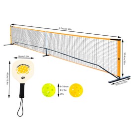 Portable Pickleball Net Set, Complete Paddles Outdoor Pickleballs Carry Bag Stable Easy To Install Nine Layer Solid Wood Board Premium For Backyards Lawns Parks Gardens Playgrounds Clubs Indoor Courts