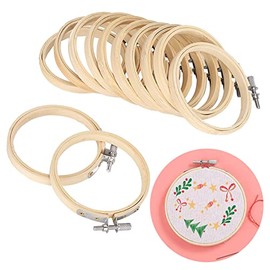 Zerodis 12Pcs Embroidery Hoop Set Hoops Circle Rings 9cm/3.5in Bamboo Circle Stitch Frame Hoop Ring