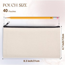 20 Pcs 8.3x4.7" Blank DIY Craft Bag Canvas Pencil Case/Pouch-Canvas Makeup Bags Bulk-Canvas Pouch With Zipper Bulk Cosmetic Bag-Multi-Purpose Travel Toiletry Canvas Zipper Pouch for Stationary Storage