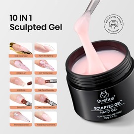 beetles Gel Polish Beetles Builder Gel for Nails-10 in 1 30g *3 Colors Builder Gel Nail Kit Nail Extension Clear Nude Pink Hard Gel Sculpted Gel with Base Top Coat Nail Forms Nail Pen Nail Art Manicure Gift for Women