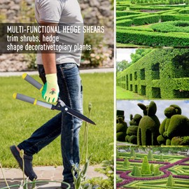 Colwelt Hedge Clippers 21'', Hedge Shears for Trimming Borders, Boxwood, and Bushes, Hedge Gardening Shears with Carbon Steel Sharp Blades & Ergonomic Comfortable Handle