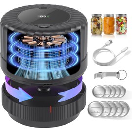 VP06+ Mason Jar Vacuum Sealer, Electric Vacuum Sealer for Jars with Wide and Regular Mouth Mason Lids, Cordless Handheld Jar Vaccum Sealer for Food Storage, Ideal Present for Mom, Wife, Black