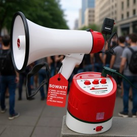 Portable 50W Megaphone Bull Horn PA Speaker With USB Recording Rechargeable Battery Built In Lithium Power Handlebar Mountsize: Size (M) +Recording +USB