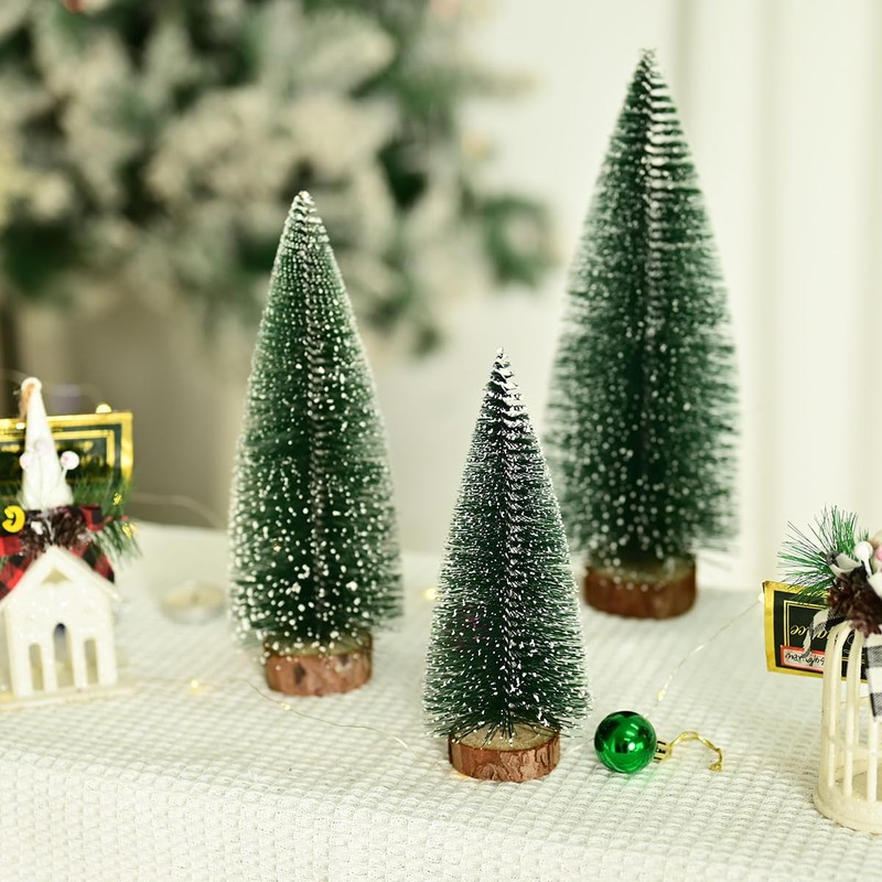 Pack of 10 Mini Artificial Christmas Trees, 3 Sizes, Miniature