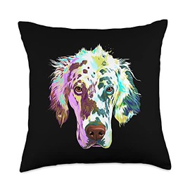 English Setter Dog Gifts Colorful Splash Dog English Setter Throw Pillow, 18x18, Multicolor