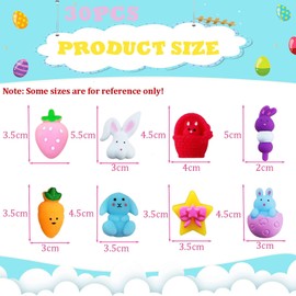 Easter Mochi Squishy Toys Party Bag Fillers,30Pack Mini Bunny Eggs Moochies Squishies Fidget Squishy Toys,Small Cute Moshi Rabbit Kawaii Squeeze Moji Toys Party Bag Fillers for Kids Easter Party Gifts