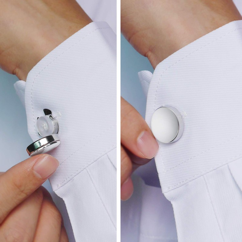 HONEY BEAR White Pearl Shell Black Onyx Button Covers Cufflinks