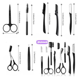 FUNNTY 11 Professional Eyebrow Grooming Kit,professional eyebrow grooming kit, eyebrow scraper, eyebrow comb, eyebrow scissors, eyebrow brush, eyebrow trimmer kit for Women and Men