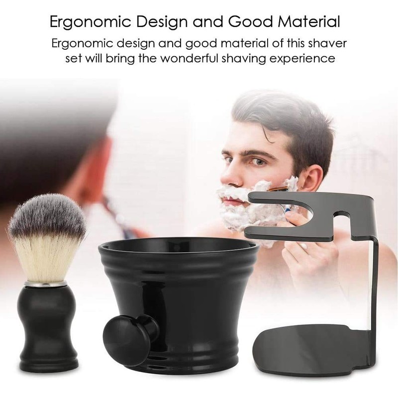 POFET 3 in 1 Beard Shaving Set with Brush Stand