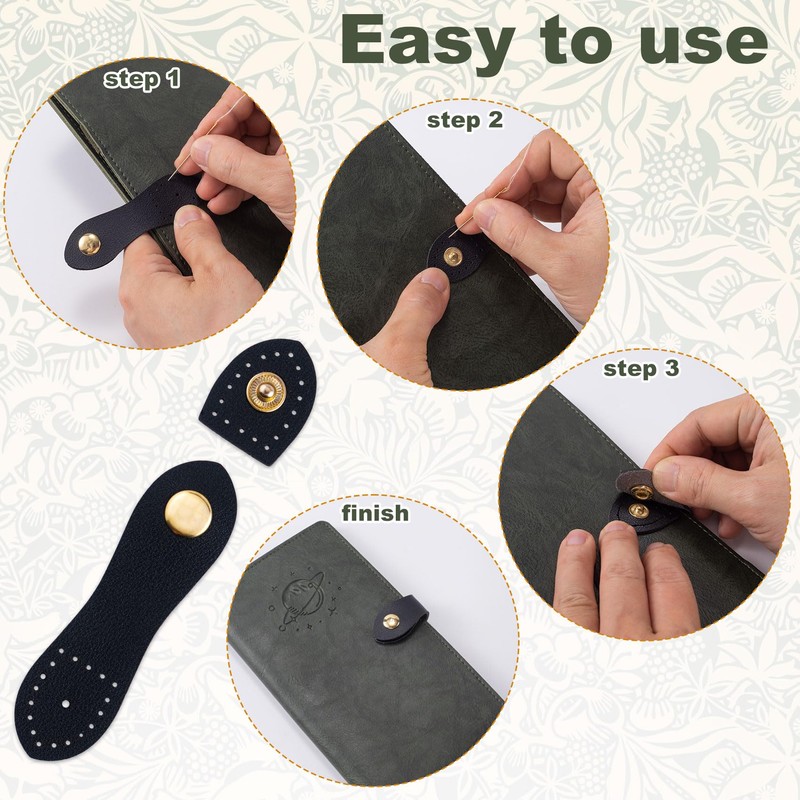 Joez Wonderful 8 Sets Leather Snap Buckles Snap Button Closure,