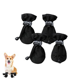 Sgphrzlt Non-slip Dog Cat Boots with Reflective Straps, Pet Shoes for Small Medium Dogs Outside, Paw Protectors for Summer Hot Pavement, Indoor Hardwood floor (Black, 5)