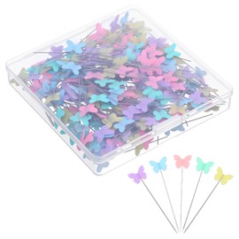250 Pcs Butterfly Head Pins, Colorful Sewing Pins Butterfly Head Needles Long 2.08 Inch Steel Wire Quilting for Fabric Crafting Dressmaking DIY Projects