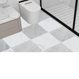 Tottist 30-Pack 12x12 Inch Peel and Stick Vinyl Floor Tiles, Self Adhesive Waterproof Flooring Planks for Kitchen, Dining Room,Bathroom,Vestibule, Cover 30 Sq. Ft(Grey/Beige Marble,15 Tiles per Color)