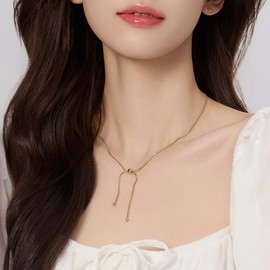 Gold&Deer 14KGP Slim Mash Ball Knot Necklace Ash Gold / 골드앤디어 14KGP 슬림 매쉬볼 매듭 목걸이 애쉬골드